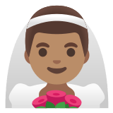 👰🏽‍♂️ Man with Veil: Medium Skin Tone, Emoji by Google