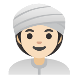 👳🏻‍♀️ Woman Wearing Turban: Light Skin Tone, Emoji by Google