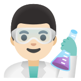 👨🏻‍🔬 Man Scientist: Light Skin Tone, Emoji by Google