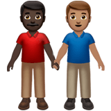 👨🏿‍🤝‍👨🏽 Händchen Haltende Männer: Dunkle Hautfarbe, Mittlere Hautfarbe Emoji von Apple