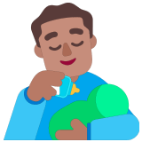 👨🏽‍🍼 Man Feeding Baby: Medium Skin Tone, Emoji by Microsoft