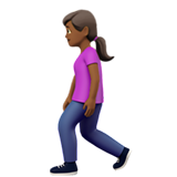 🚶🏾‍♀️ Woman Walking: Medium-Dark Skin Tone, Emoji by Apple