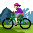 🚵🏻‍♀️ Woman Mountain Biking: Light Skin Tone, Emoji by Samsung