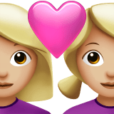 👩🏼‍❤️‍👩🏼 Couple with Heart: Woman, Woman, Medium-Light Skin Tone, Emoji by Apple