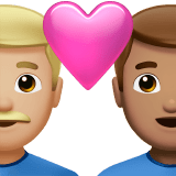 👨🏼‍❤️‍👨🏽 Couple with Heart: Man, Man, Medium-Light Skin Tone, Medium Skin Tone, Emoji by Apple