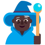 🧙🏿 Magier(in): Dunkle Hautfarbe Emoji von Microsoft