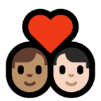 👨🏽‍❤️‍👨🏻 Couple with Heart: Man, Man, Medium Skin Tone, Light Skin Tone, Emoji by Microsoft