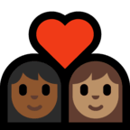 👩🏾‍❤️‍👩🏽 Couple with Heart: Woman, Woman, Medium-Dark Skin Tone, Medium Skin Tone, Emoji by Microsoft