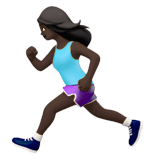 🏃🏿‍♀️ Woman Running: Dark Skin Tone, Emoji by Apple