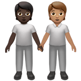 🧑🏿‍🤝‍🧑🏽 People Holding Hands: Dark Skin Tone, Medium Skin Tone, Emoji by Apple