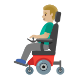 👨🏼‍🦼 Mann in Elektrischem Rollstuhl: Mittelhelle Hautfarbe Emoji von Google
