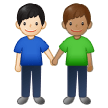 👨🏻‍🤝‍👨🏽 Händchen Haltende Männer: Helle Hautfarbe, Mittlere Hautfarbe Emoji von Samsung