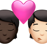 🧑🏿‍❤️‍💋‍🧑🏻 Kiss: Person, Person, Dark Skin Tone, Light Skin Tone, Emoji by Apple