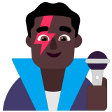 👨🏿‍🎤 Man Singer: Dark Skin Tone, Emoji by Microsoft