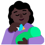 👩🏿‍🍼 Woman Feeding Baby: Dark Skin Tone, Emoji by Microsoft
