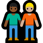🧑🏾‍🤝‍🧑🏼 Deux Personnes Se Tenant La Main : Peau Mate Et Peau Moyennement Claire Emoji par Microsoft