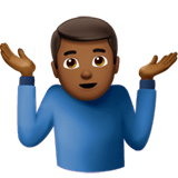🤷🏾‍♂️ Schulterzuckender Mann: Mitteldunkle Hautfarbe Emoji von Apple
