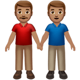 👬🏽 Deux Hommes Se Tenant La Main : Peau Légèrement Mate Emoji par Apple