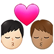 👨🏻‍❤️‍💋‍👨🏽 Kiss: Man, Man, Light Skin Tone, Medium Skin Tone, Emoji by Samsung