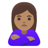 🙎🏽‍♀️ Woman Pouting: Medium Skin Tone, Emoji by Google