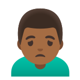 🙍🏾‍♂️ Homme Fronçant Les Sourcils : Peau Mate Emoji par Google