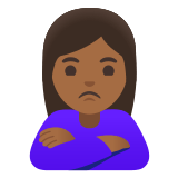 🙎🏾‍♀️ Woman Pouting: Medium-Dark Skin Tone, Emoji by Google