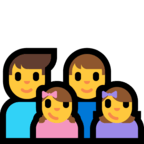 👨‍👨‍👧‍👧 Familie: Mann, Mann, Mädchen Und Mädchen Emoji von Microsoft