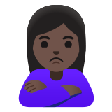 🙎🏿‍♀️ Woman Pouting: Dark Skin Tone, Emoji by Google