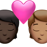 🧑🏿‍❤️‍💋‍🧑🏽 Kiss: Person, Person, Dark Skin Tone, Medium Skin Tone, Emoji by Apple