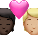 🧑🏿‍❤️‍💋‍🧑🏼 Kiss: Person, Person, Dark Skin Tone, Medium-Light Skin Tone, Emoji by Apple