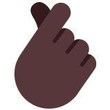 🫰🏿 Hand with Index Finger and Thumb Crossed: Dark Skin Tone, Emoji by Microsoft