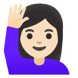 🙋🏻‍♀️ Женщина с Поднятой Рукой: Очень Светлый Тон Кожи, смайлик от Google