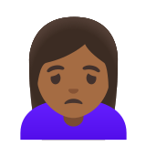 🙍🏾‍♀️ Woman Frowning: Medium-Dark Skin Tone, Emoji by Google