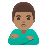 🙎🏽‍♂️ Schmollender Mann: Mittlere Hautfarbe Emoji von Google