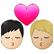 👨🏻‍❤️‍💋‍👨🏼 Kiss: Man, Man, Light Skin Tone, Medium-Light Skin Tone, Emoji by Samsung