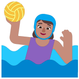 🤽🏽‍♀️ Woman Playing Water Polo: Medium Skin Tone, Emoji by Microsoft