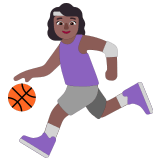 ⛹🏾‍♀️ Woman Bouncing Ball: Medium-Dark Skin Tone, Emoji by Microsoft
