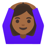 🙆🏾‍♀️ Woman Gesturing Ok: Medium-Dark Skin Tone, Emoji by Google