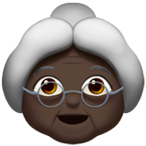 👵🏿 Пожилая Женщина: Очень Темный Тон Кожи, смайлик от Apple