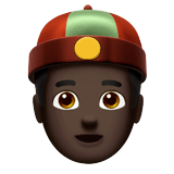 👲🏿 Person with Skullcap: Dark Skin Tone, Emoji by Apple