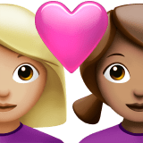 👩🏼‍❤️‍👩🏽 Couple with Heart: Woman, Woman, Medium-Light Skin Tone, Medium Skin Tone, Emoji by Apple