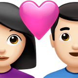 👩🏻‍❤️‍👨🏻 Couple with Heart: Woman, Man, Light Skin Tone, Emoji by Apple