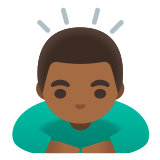 🙇🏾‍♂️ Man Bowing: Medium-Dark Skin Tone, Emoji by Google