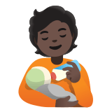 🧑🏿‍🍼 Person Feeding Baby: Dark Skin Tone, Emoji by Google