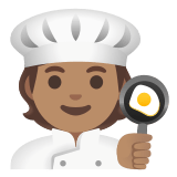 🧑🏽‍🍳 Cuisinier (tous Genres) : Peau Légèrement Mate Emoji par Google