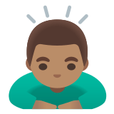 🙇🏽‍♂️ Man Bowing: Medium Skin Tone, Emoji by Google