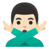 🙅🏻‍♂️ Man Gesturing No: Light Skin Tone, Emoji by Google