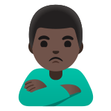 🙎🏿‍♂️ Schmollender Mann: Dunkle Hautfarbe Emoji von Google