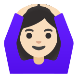 🙆🏻‍♀️ Woman Gesturing Ok: Light Skin Tone, Emoji by Google