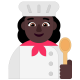 👩🏿‍🍳 Woman Cook: Dark Skin Tone, Emoji by Microsoft